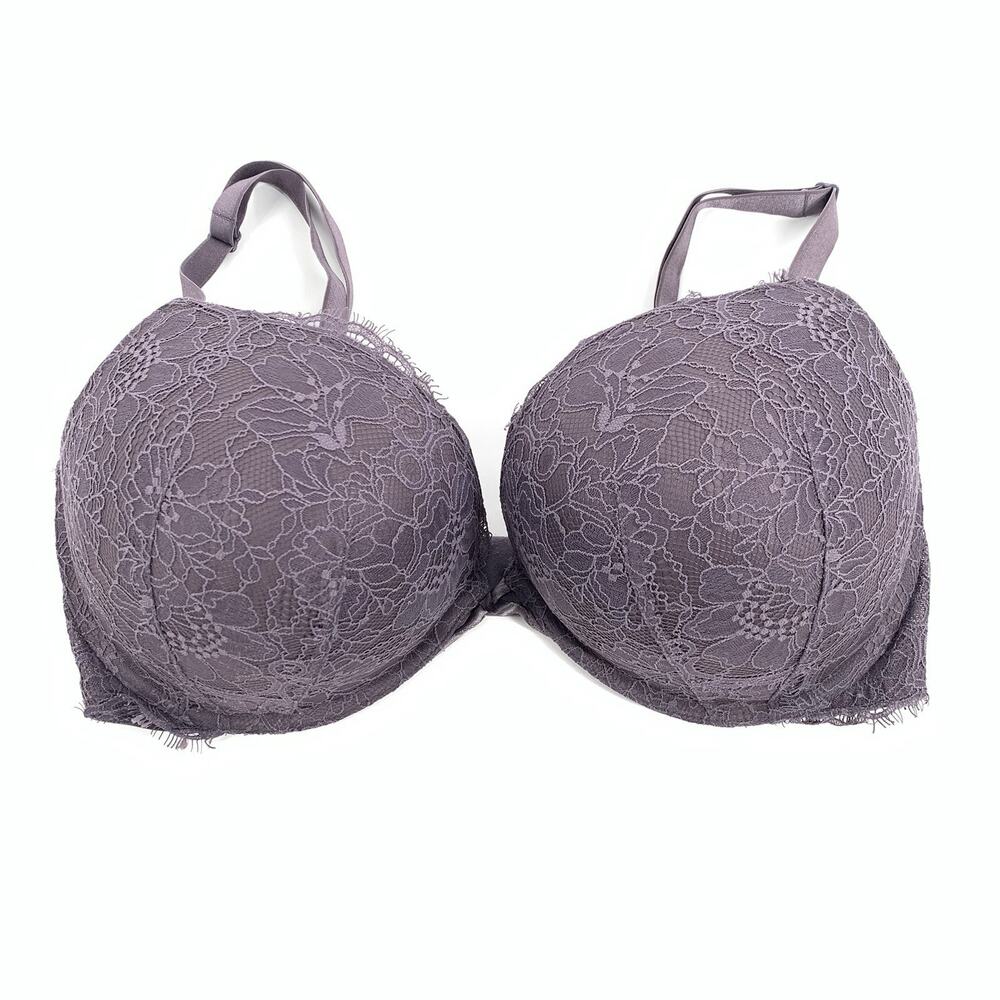 Victoria's Secret Very Sexy Full Lace Push Up Bra Size 38DD Womens Purple Floral